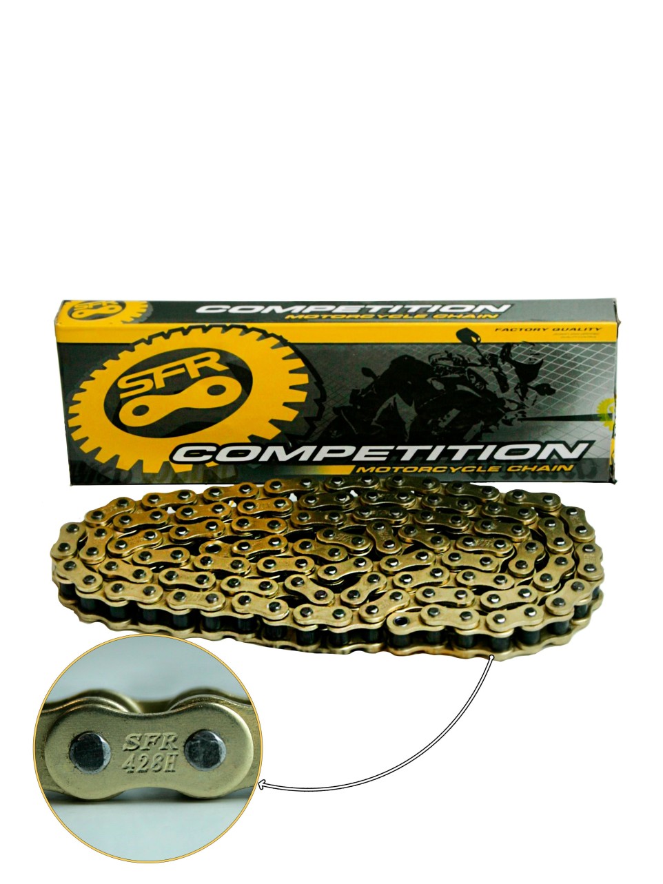 Цепь 428 x 120 з. усиленная SFR Gold для питбайка мотоцикла